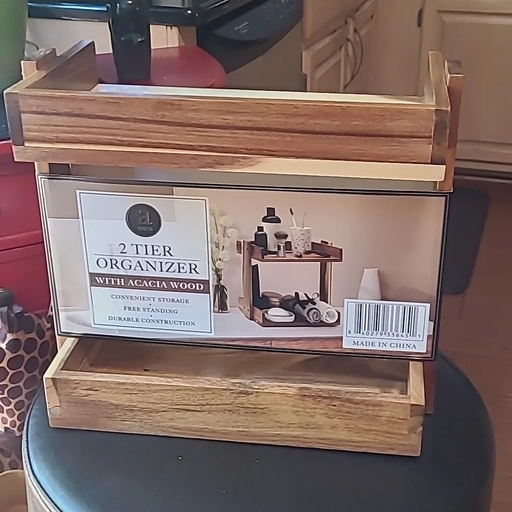 2 Tier Solid Wood Organizer